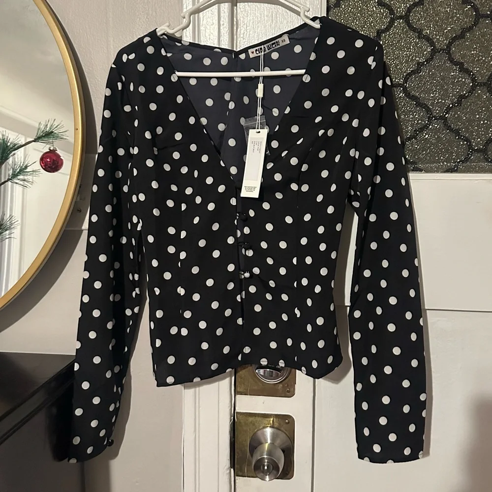 Ciao Lucia Black and White Polka Dot Top - Picture 5 of 7